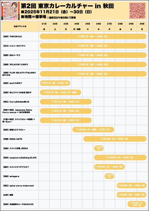 出店スケジュール